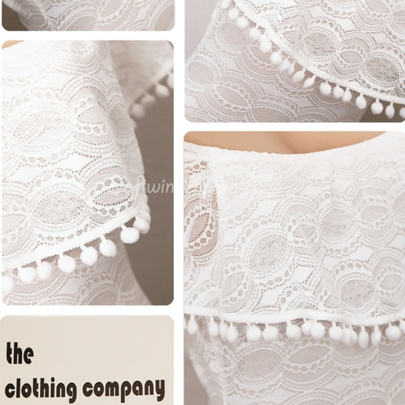 Last One ☝️ Off Shoulder Pom Pom Lace Bodysuit - Picture 3 of 8